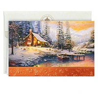 Boîte de 24 cartes de Noël Connections de Hallmark (Cabane en bois rond, œuvre de Thomas Kinkade)