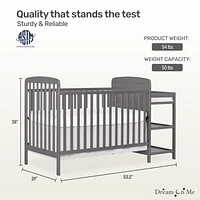 Dream On Me Anna 4 in 1 Full Size Crib and Changing Table Combo, Model #678, Two Storage Shelves