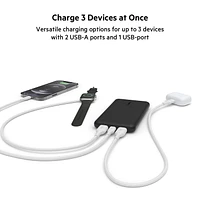 Belkin USB-C Portable Charger Power Bank, 10,000 mAh with 1 USB-C Port and 2 USB-A Ports for up to 15W Charging for iPhone 14 Pro, 14 Pro Max, AirPods, iPad, Galaxy S23, S23+, Ultra - Black, 10K POWER BANK, USB-A & C 15W, BLACK