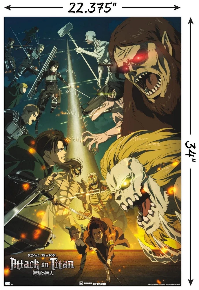 Attack on Titan: Season 4 - Key Visual 3 Wall Poster with Magnetic Frame, 22.375" x 34"