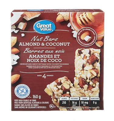 Barres aux noix Great Value aux amandes et noix de coco