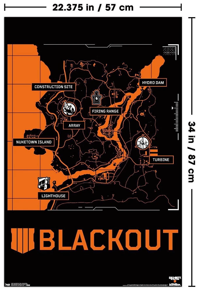 Call of Duty: Black Ops 4 - Blackout Map Wall Poster, 22.375" x 34"