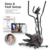 Sunny Health & Fitness Ultra Silent Smart Elliptical Exerciser, 300LB Load & 16” Long Stride Training Machine for Seniors Home Workout, Easy-Assembly Cardio Equipment, Free SunnyFit App Bluetooth Link