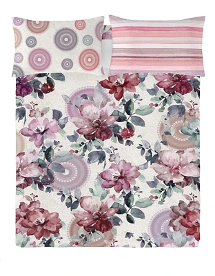 Gouchee Home Carmela Florale Ensemble de housse de couette en coton Réversible
