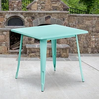 31.5'' Square Black Metal Indoor-Outdoor Table