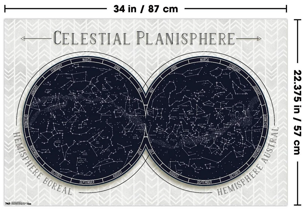 Celestial Planisphere Wall Poster, 22.375" x 34"