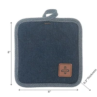 Porte-Pot En Jean Avec Badge En Cuir - Ensemble De 4
