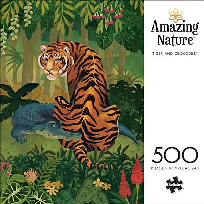 Buffalo Games - Amazing Nature - Tiger and Crocodile - 500 Piece Jigsaw Puzzle