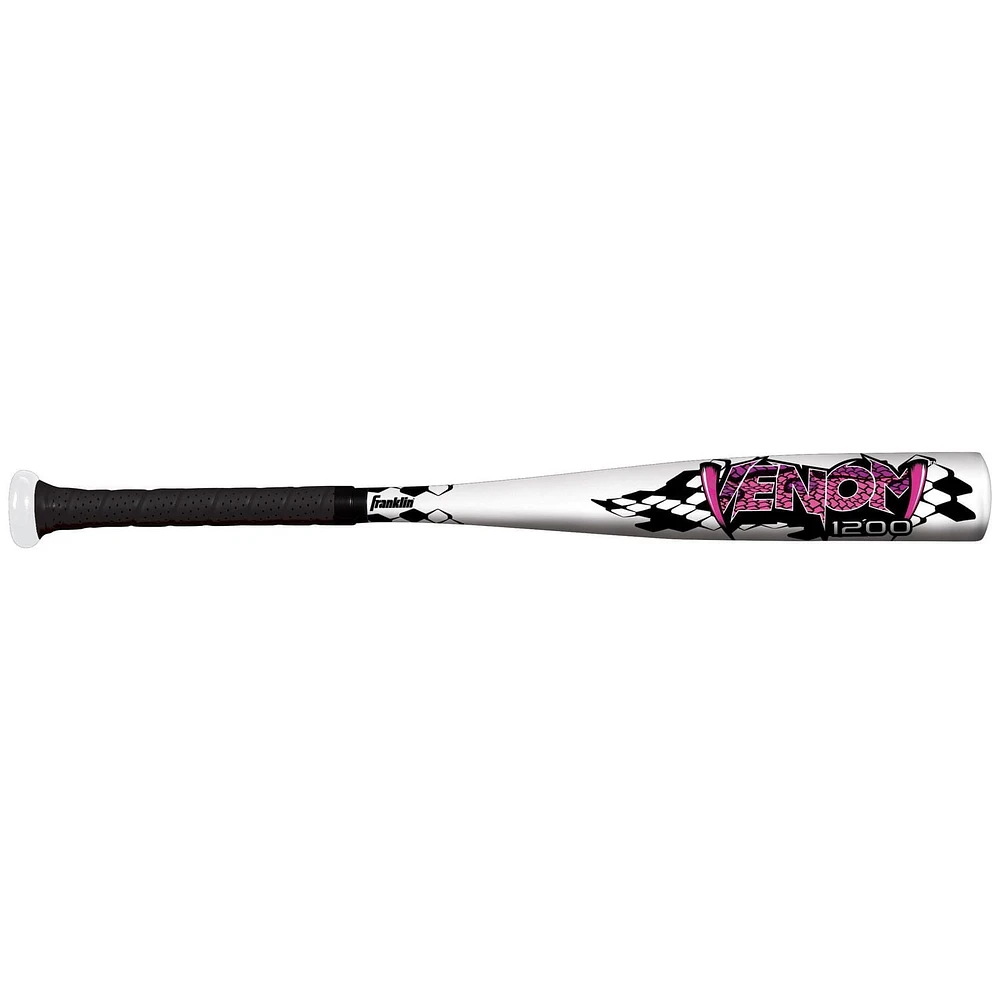 Bâton de tee-ball Venom 1200 rose de Franklin Sports – 61 cm (24 po) avec cylindre de 5,7 cm (2 ¼ po)