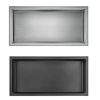 The akuaplus® wall mount shower niche 12 in. x 16 in., made in stainless steel.