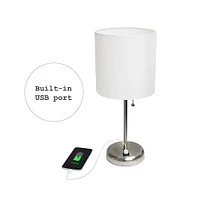 Lampe bâton LimeLights avec port de chargement USB et abat-jour en tissu, blanc