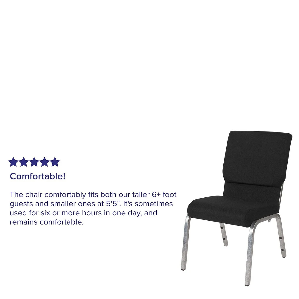 Flash Furniture Hercules Series 21''W Stacking Church Chair in Black Fabric