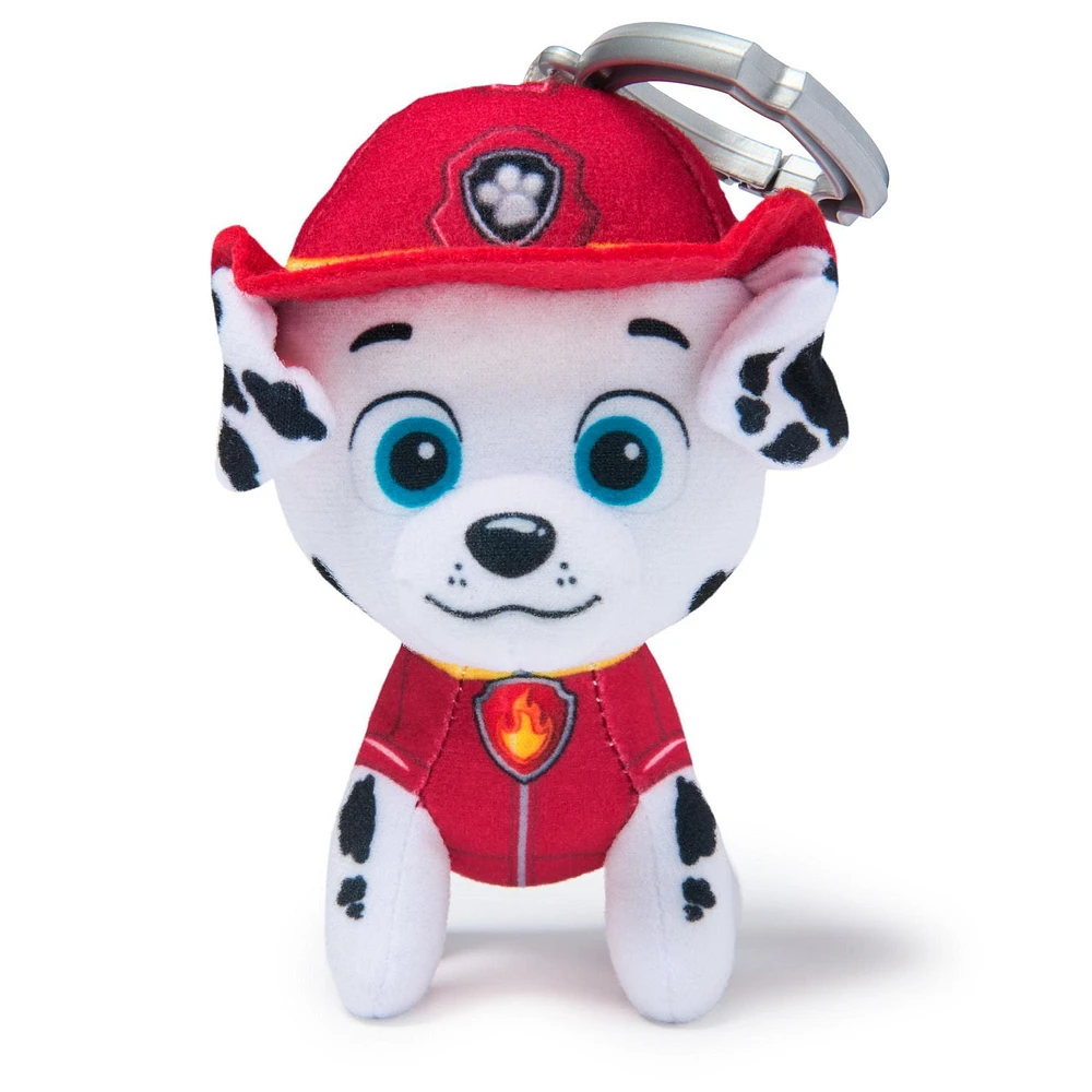 PAW Patrol: Rescue Wheels, 4-Inch Marshall Plush Toy, Miniature Stuffed Animals with Keychain Clip, Kids Toys for Boys and Girls 3+