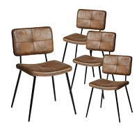 Homy Casa Lot de 4 chaises de salle à manger sans accoudoirs, avec revêtement en simili-suède, pieds en métal noir