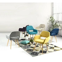 Homy Casa Lot de 2 chaises d'appoint avec accoudoirs, siège rembourré à dossier moyen, design à dossier ouvert pour la réception du salon