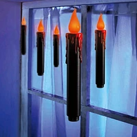 Way to Celebrate Halloween 7-Inch Battery-Operated Black Hanging Candles, with Orange Flickering LED Bulb, 4-Count