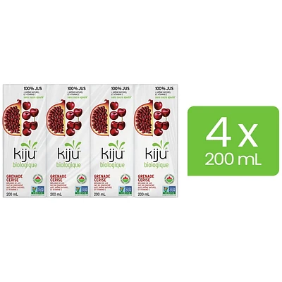 Kiju Organic Pomegranate Cherry Fruit Juice Boxes, 4 x 200 ML