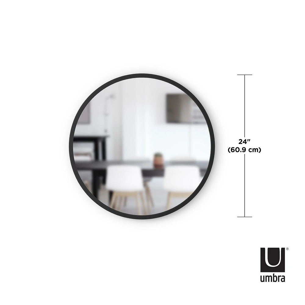 Miroir mural décoratif rond Umbra Hub, noir