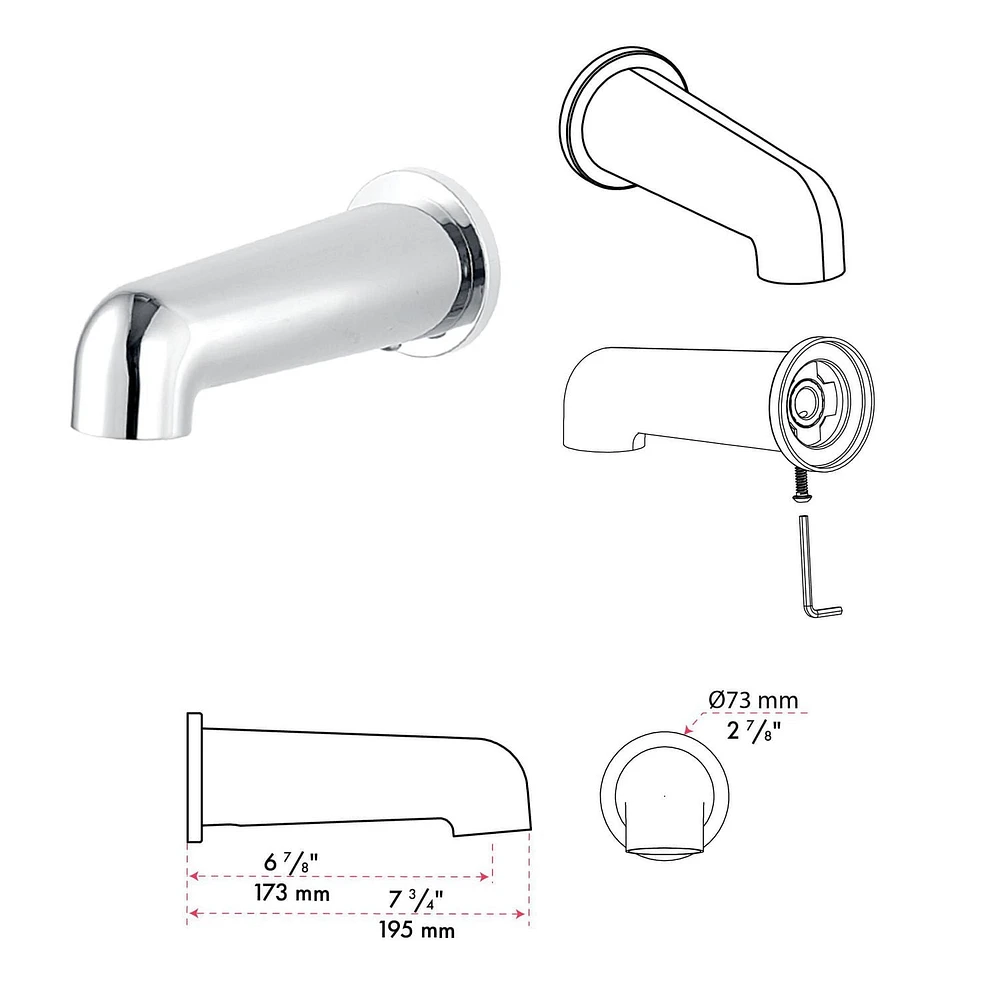 Thermostatique valve ronde, déviateur 4 voies avec douchette 5 réglages, bec de bain à glissement 1/2 po ou simultanément et avec arrêt.