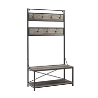 Manor Park Arbre d’entrée industriel en métal et bois de 182 cm (72 po) - Lavis Gris