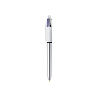 Stylos-billes métalliques rétractables BIC 4 couleurs Brillant, pointe moyenne (1,0 mm), paquet de 3, stylo-bille rétractable avec encre durable Paquet de 3