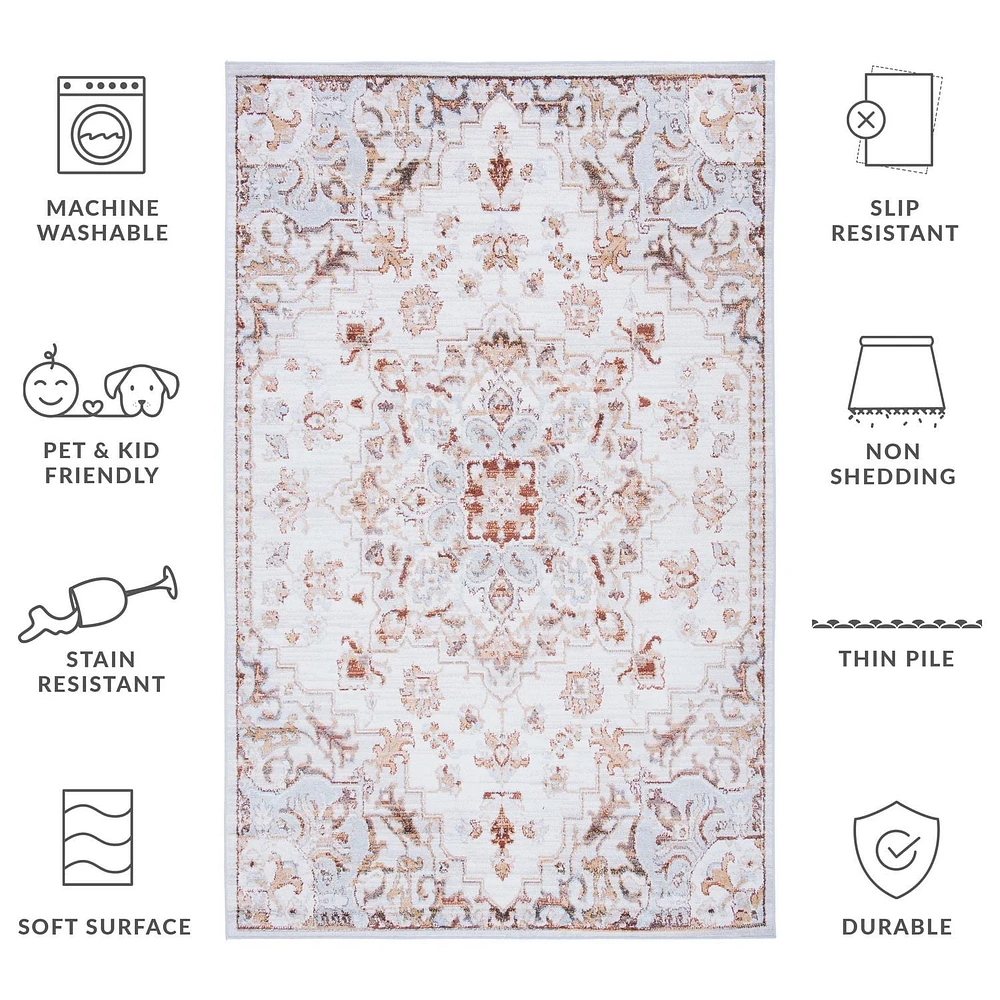 SAFAVIEH Tucson Rosario Traditional Machine Washable Area Rug