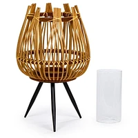 Truu Design Decorative Bamboo Floor Candle Holder with Legs