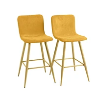 Homylin Ensemble de deux tabourets de bar modernes de hauteur de comptoir, 30", avec sièges rembourrés et dossiers, pieds dorés et repose-pieds, parfaits pour le bar à domicile et l'îlot de cuisine