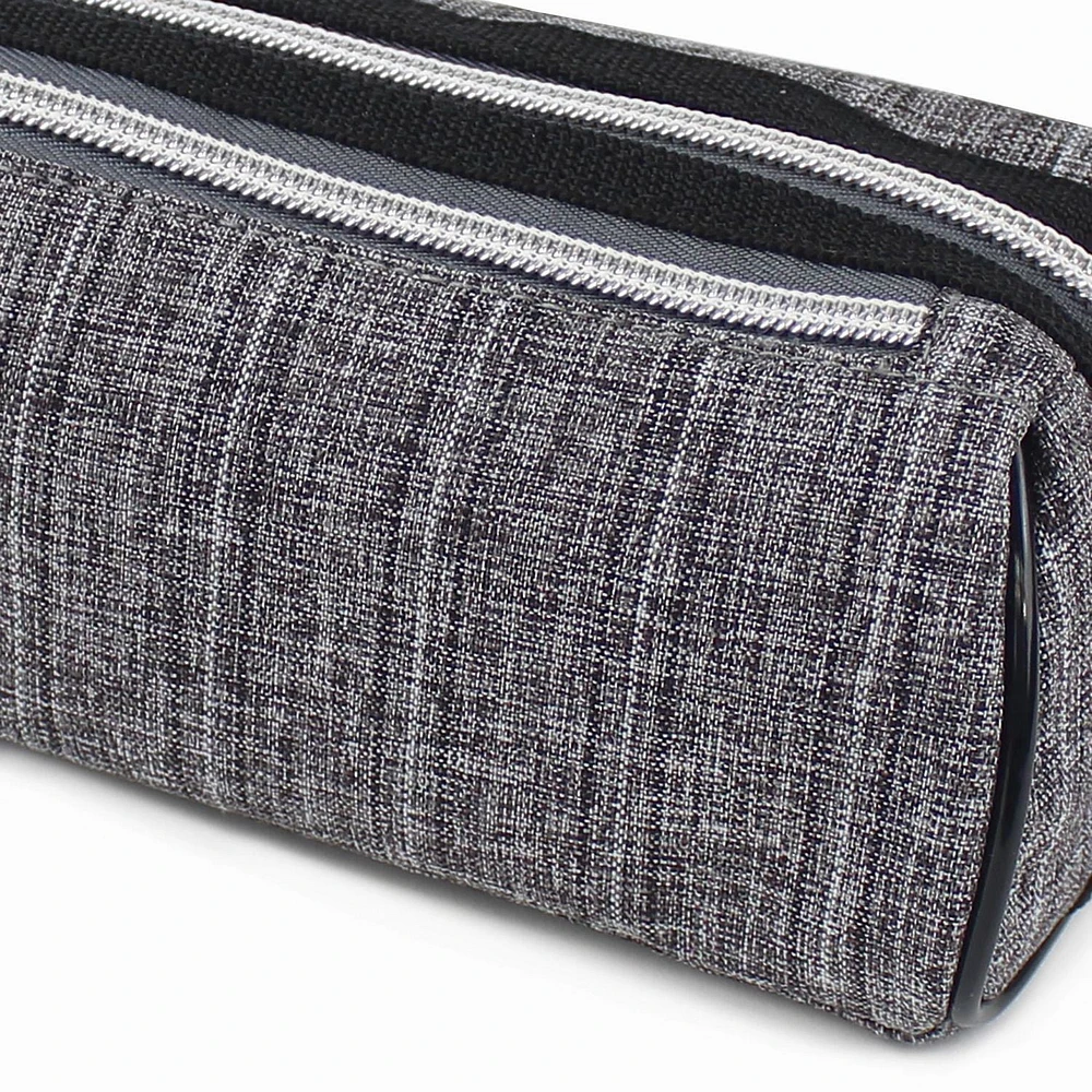 Pen + Gear Textured Pencil Pouch in Grey with White and Black Pattern, (LxWxH): 8.27x3.54x3.15 in