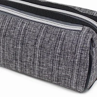 Pen + Gear Textured Pencil Pouch in Grey with White and Black Pattern, (LxWxH): 8.27x3.54x3.15 in