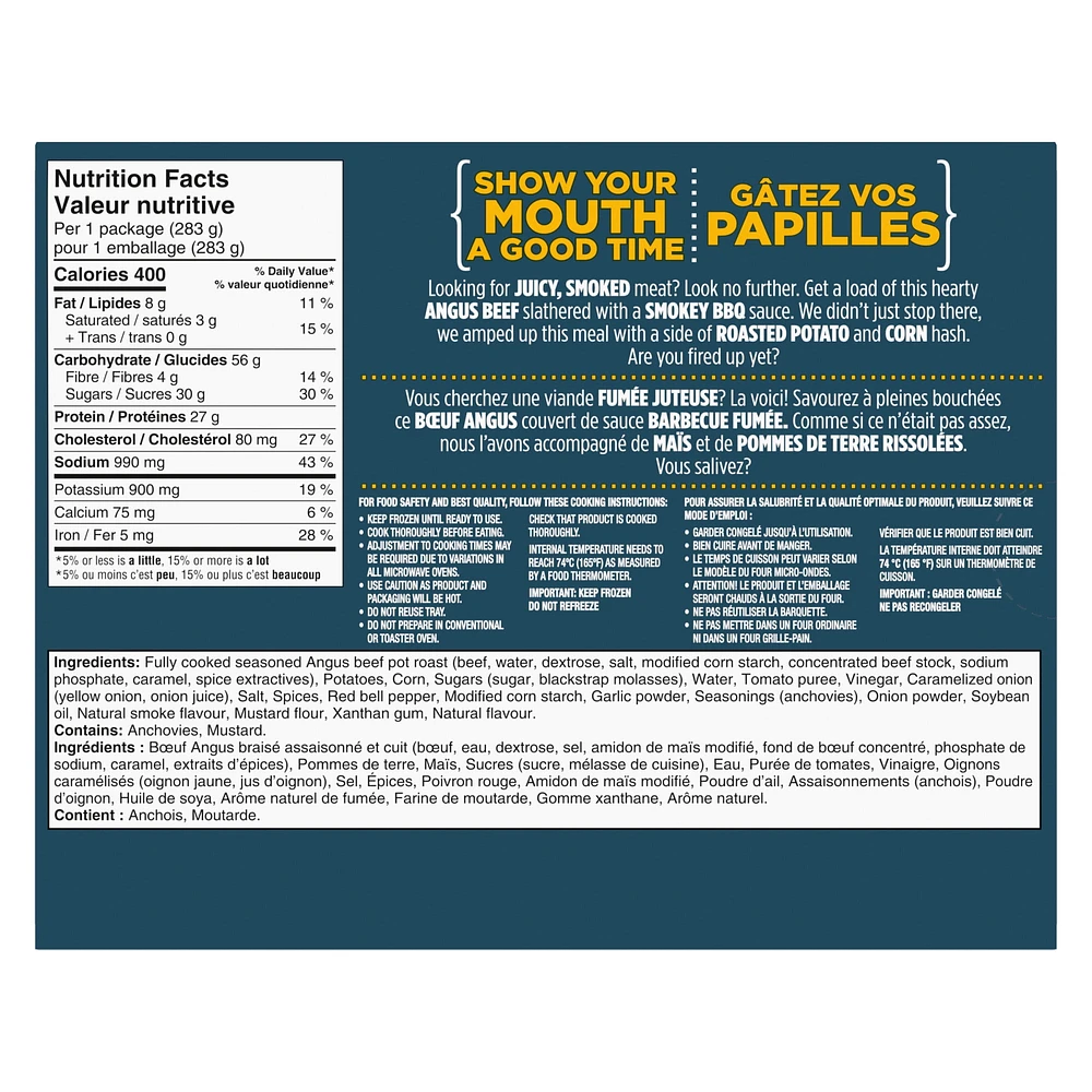 CRAVE Smokey BBQ Angus Beef Frozen Meal, 283g