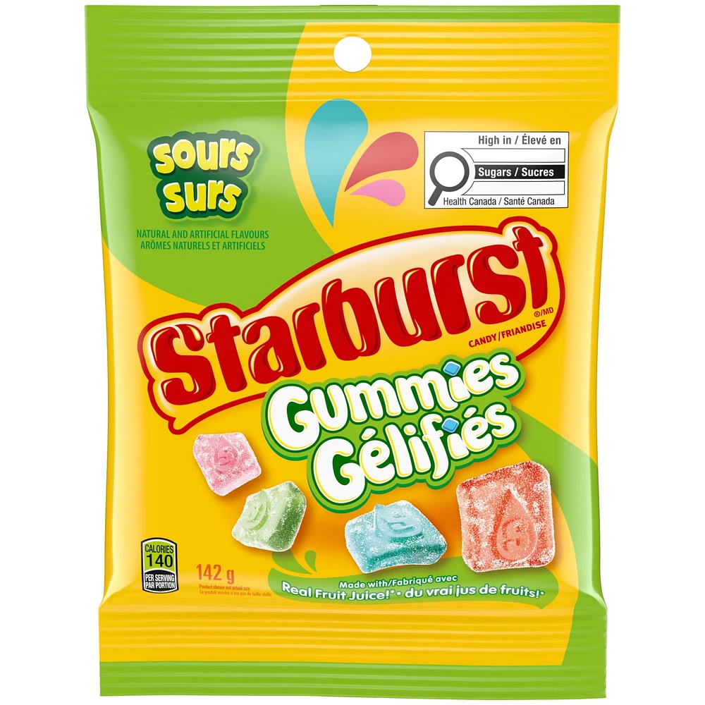 STARBURST, Sour Gummy Candy, Sharing Bag, 142g, SB GUMMIES SOUR 142G