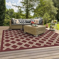 Tapis d'intérieur-extérieur rouge de 7 pi 6 po x 9 pi 6 po
