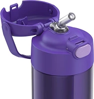 Thermos Kids Bouteille d'eau isotherme sous vide avec paille rabattable, 355 ml, Violette Violette, 12 Oz