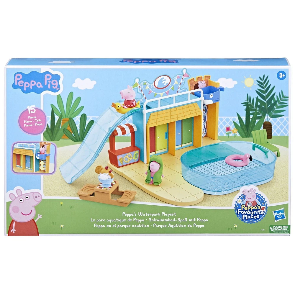 Peppa Pig Le parc aquatique de Peppa, coffret avec 2 figurines et 15 accessoires, jouet pour enfants À partir de 3 ans