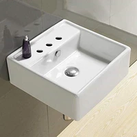 American Imaginations 18.1-in. W Wall Mount White Bathroom Vessel Sink For 3H8-in. Center Drilling AI-28345