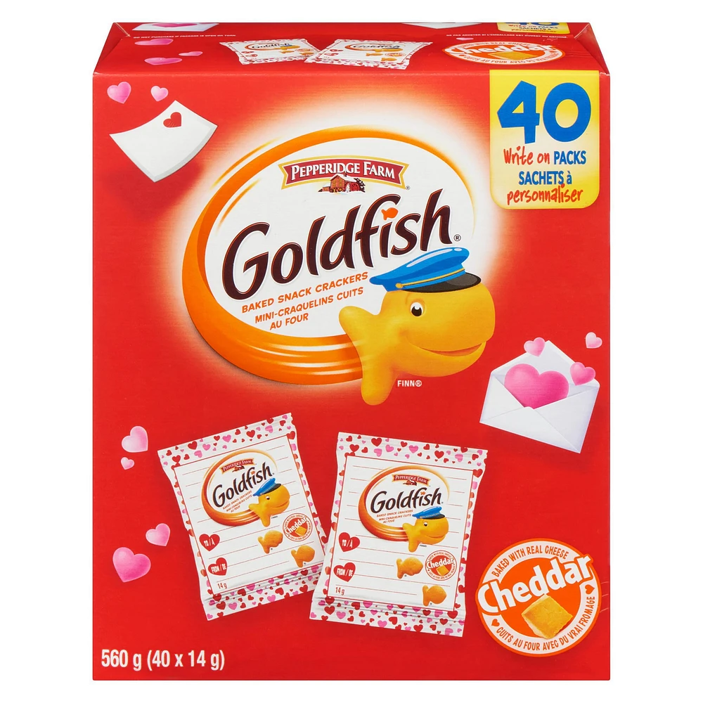 Pepperidgefarm (R) Goldfish(R) Cheddar Crackers, Valentine's Day Multipack LTO (22 x 28 g), 22 x 28 g