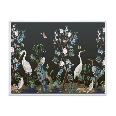 Designart Chinoiserie Aux Oiseaux Et Pivoines IV ART MURAL À CADRE FLOTTÉ