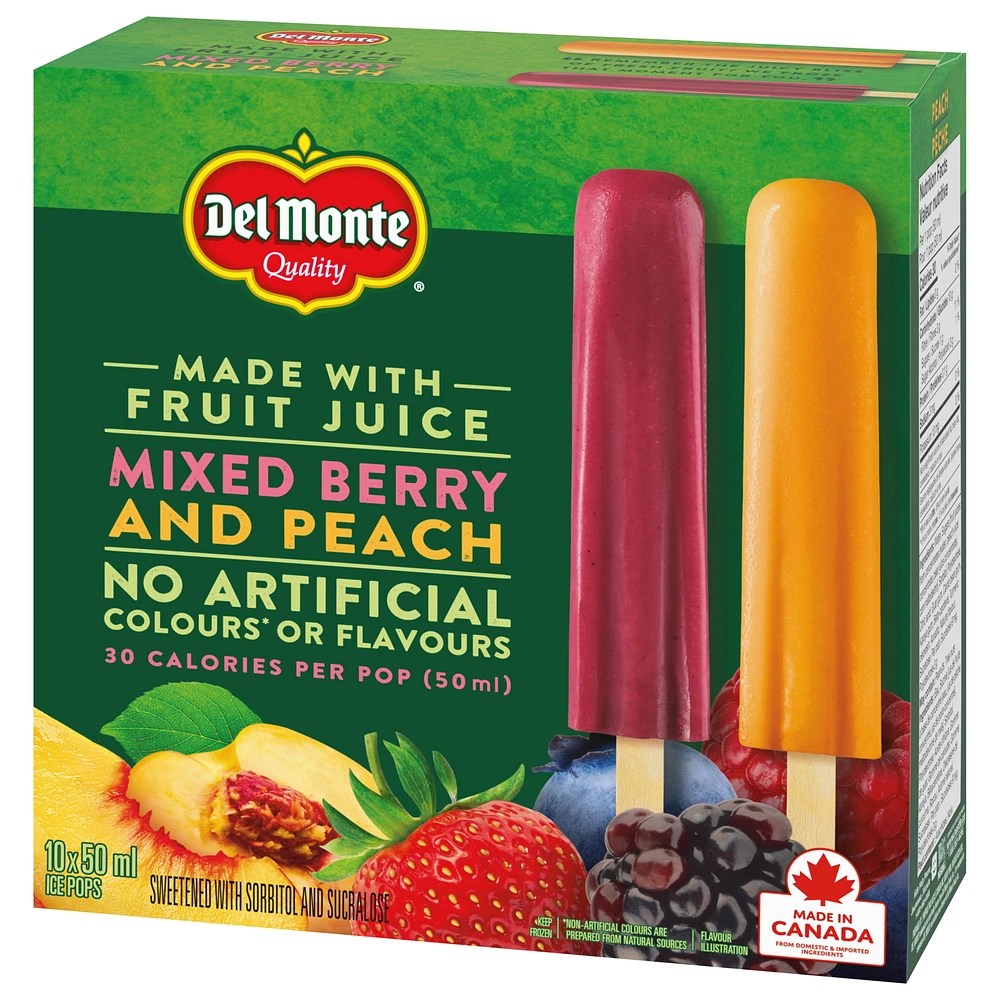 Del Monte Mixed Berry & Peach Ice Pops 10 x 50 ml, 10 x 50 ML