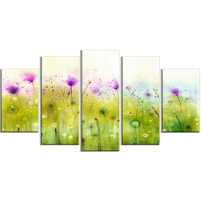 Design Art Cosmos Violets Verts De Fleurs Art Sur Toile