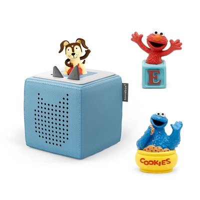 Tonies Playtime Puppy Starter Set Blue - Bilingual PLUS Tonies Audio Character - Sesame Street Cookie Monster (ENGLISH ONLY) & Tonies Audio Character - Sesame Street Elmo (ENGLISH ONLY)