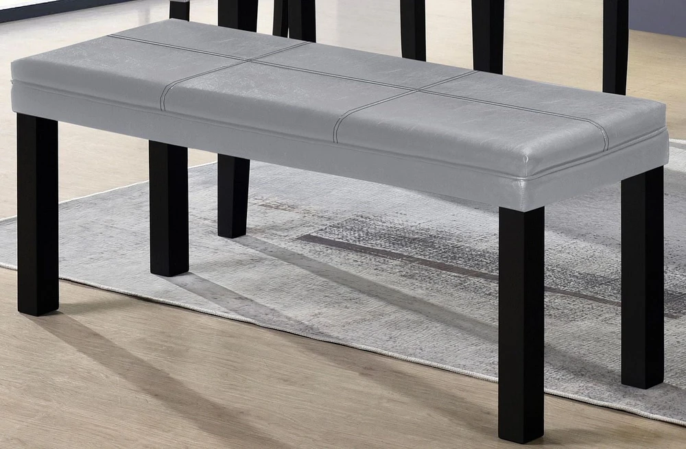 Banc de salle à manger Aerys Lucky avec assise à motifs et rembourrée en PU gris