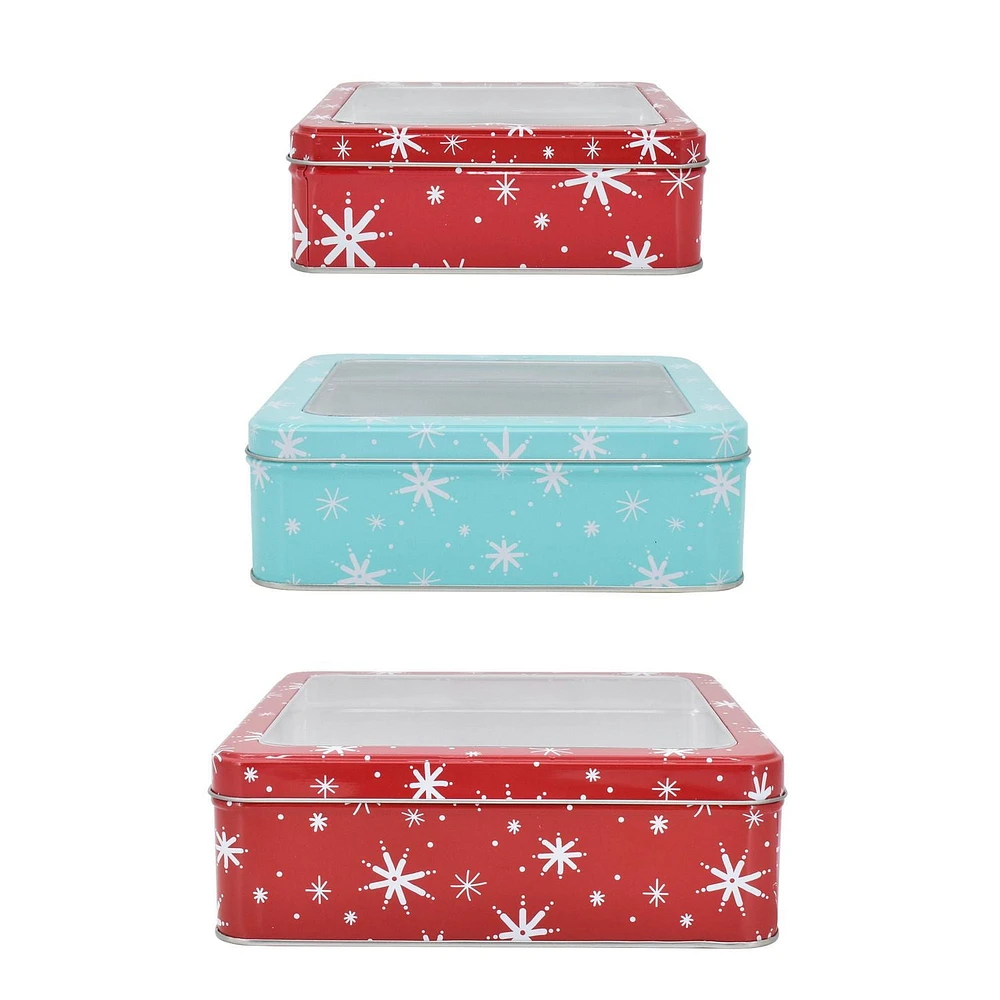 HOLIDAY TIME WINDOW SQUARE TIN
