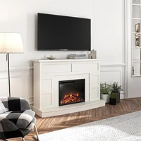 Manteau de cheminée avec foyer Barrow Creek d’Ameriwood Home, blanc