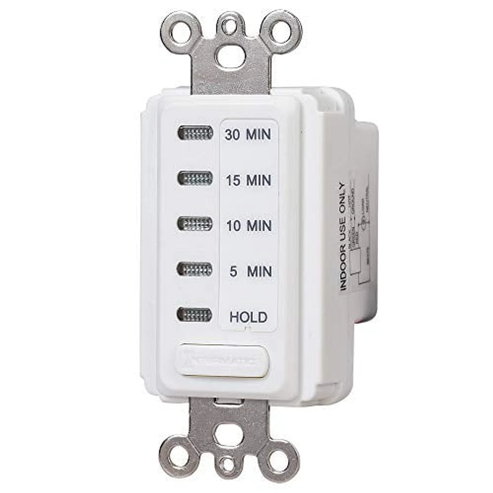 Intermatic Electronic Countdown Timer, 120 VAC, 60 Hz, Preset Times 5,10,15,30 Minute, With Hold, White