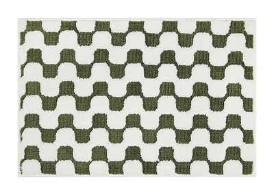 Tapis de bain en polyester Mainstays Waves, vert et blanc, 16" x 24"