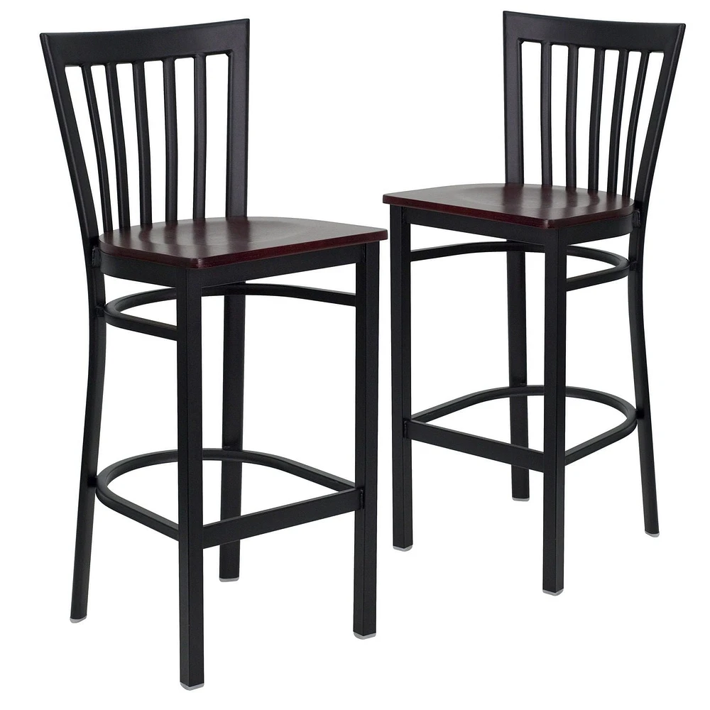 2 Pk. HERCULES Series Black School House Back Metal Restaurant Barstool
