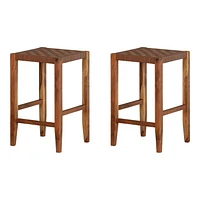 Lot de 2 tabourets en cuir tressé de la collection Balka South Shore