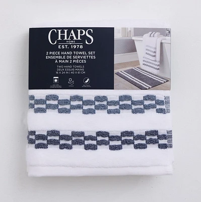 Ensemble de serviettes de luxe Chaps, paquet de 2, bleu marine, 16" x 24"