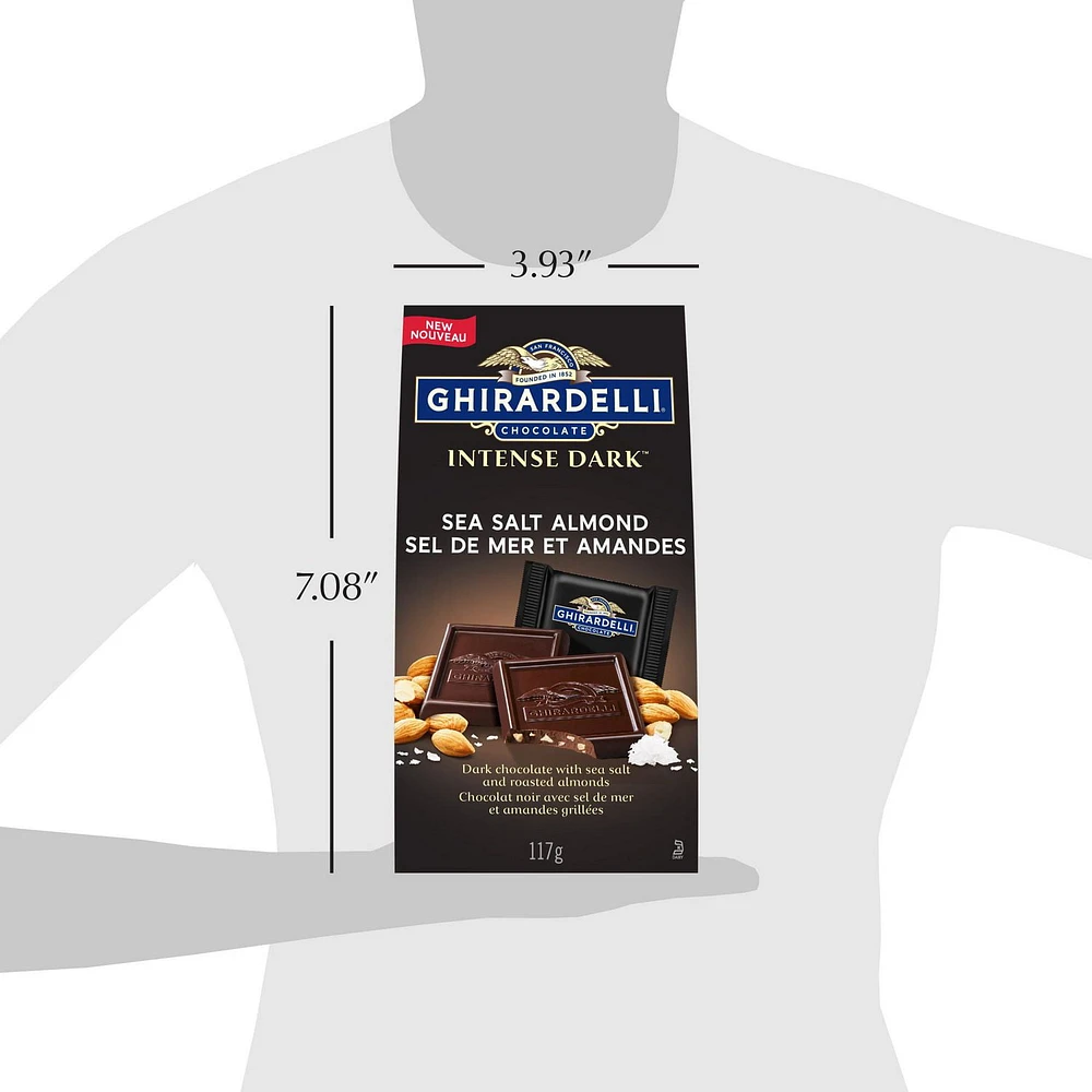 GHIRARDELLI Intense Sea Salt and Almond Dark Chocolate Squares, 117-Gram Bag